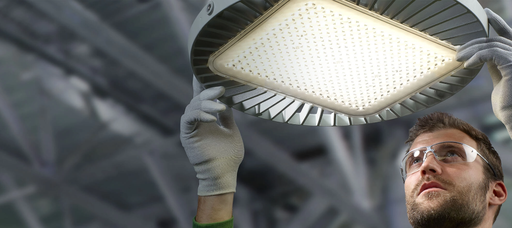 Technician fitting LED lighting