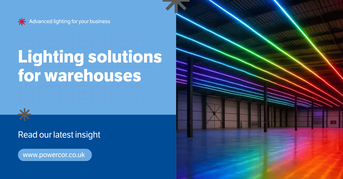 LED lighting diaplay in a warehouse