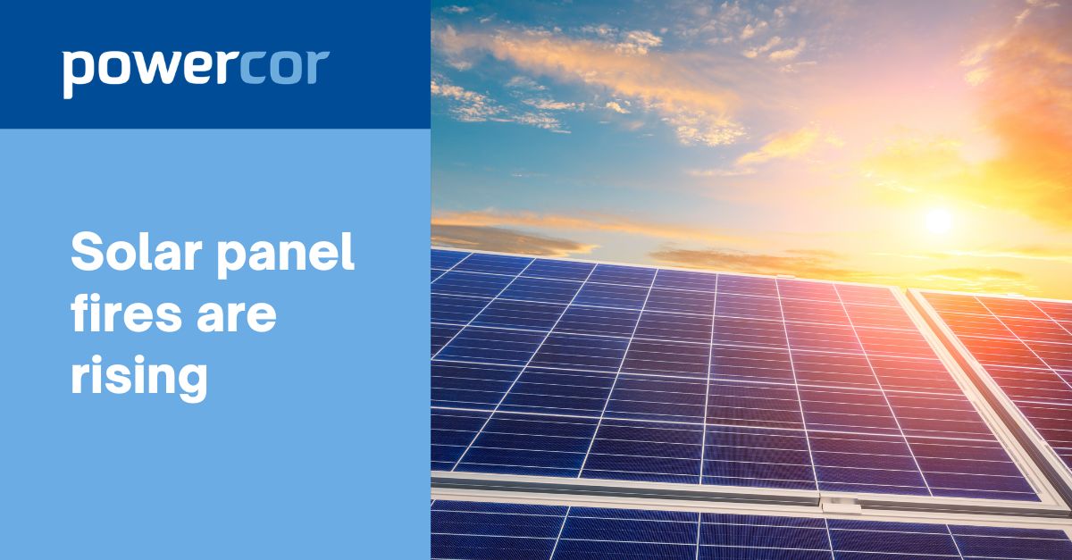 A headline about how solar panel fires are rising