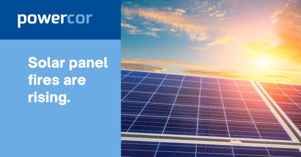 A picture that depicts how solar panel fires are rising
