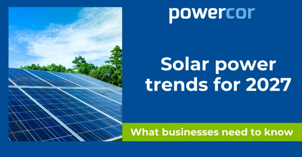Commercial warehouse rooftop fitted with solar panels to generate renewable electricity.